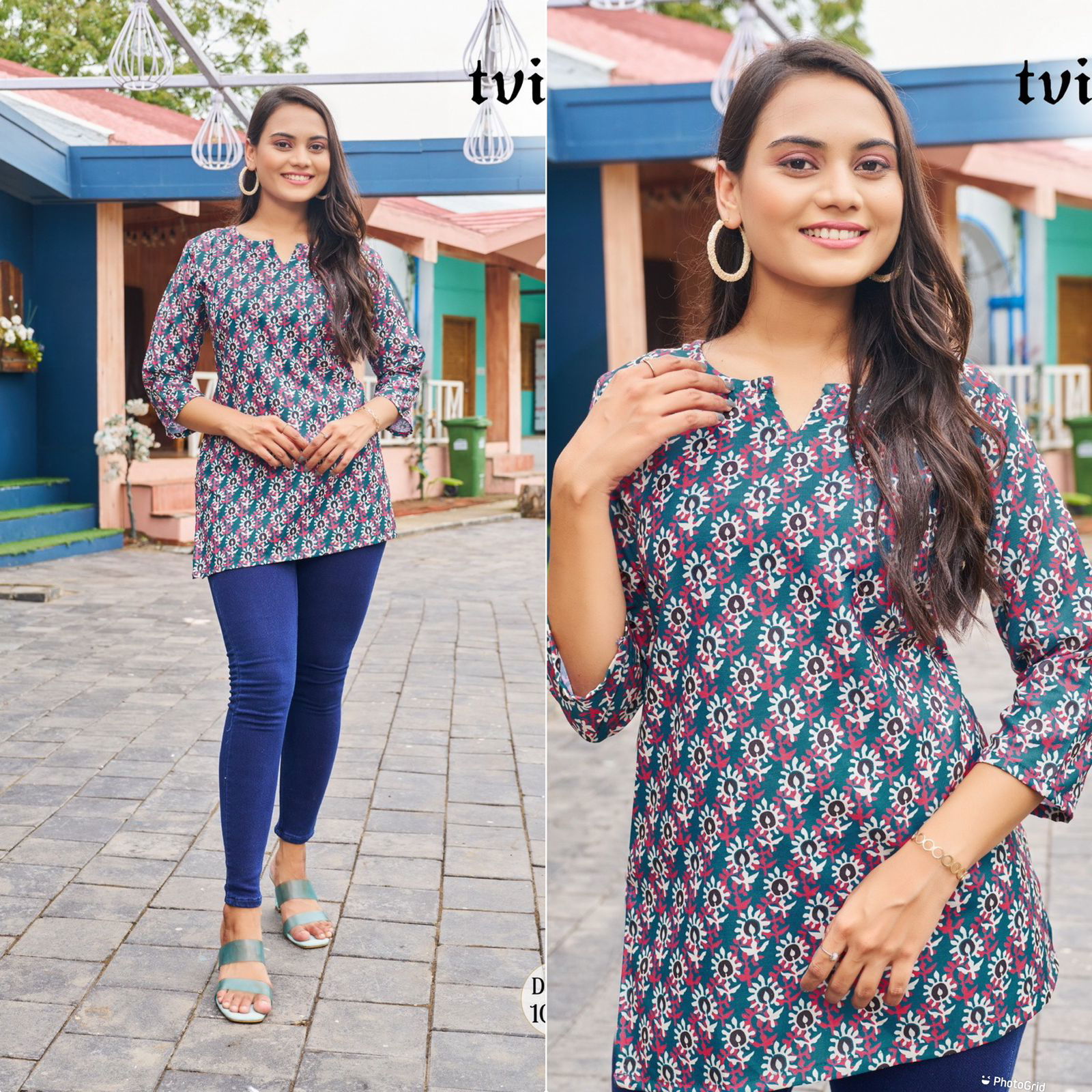 Blush Cotton Printed Regular And Officewear Tops Catalogue